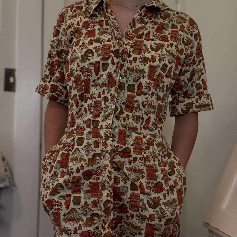Thanksgiving patterned midi dress